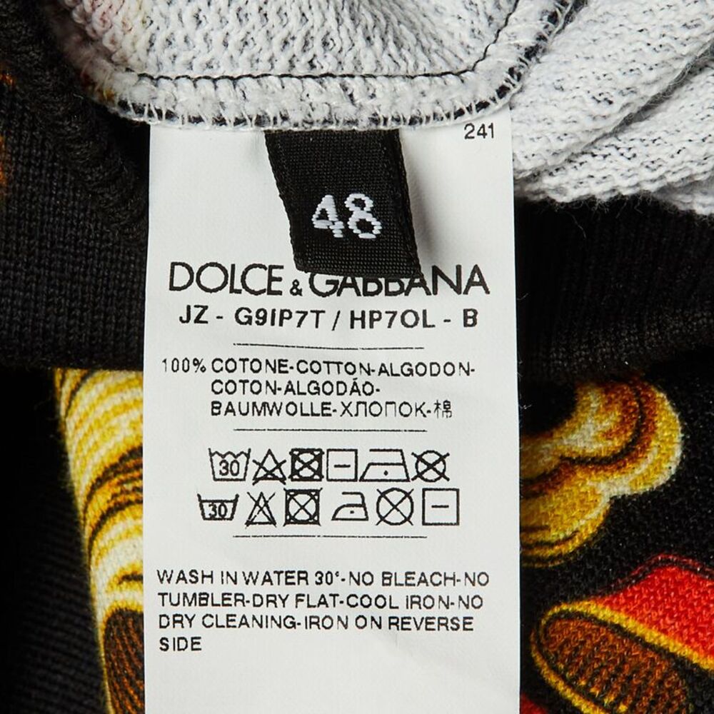Dolce & Gabbana Black Printed Cotton Hooded Sweatshirt  M - Picture 6 of 6